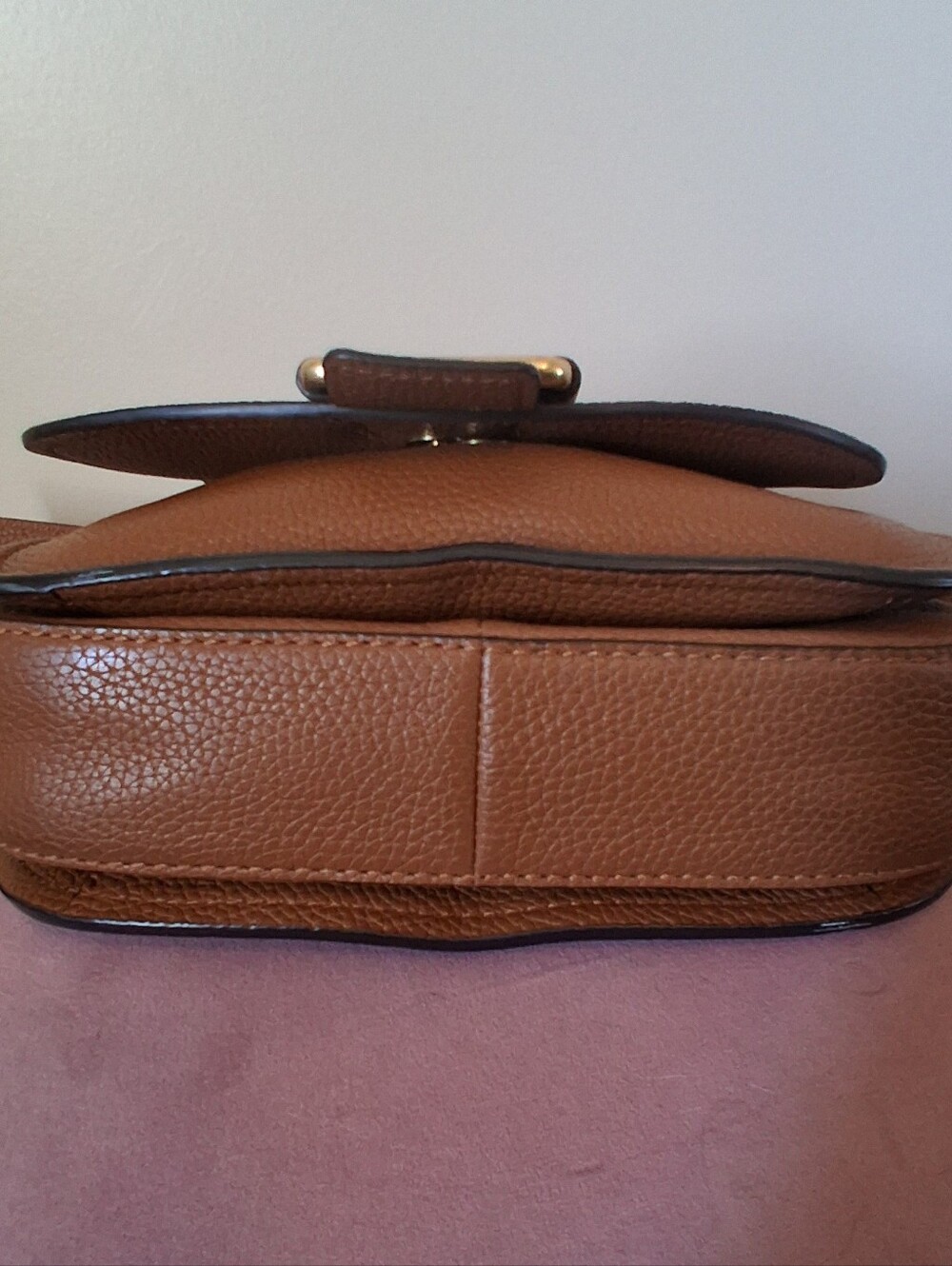Michael Kors Pebbled Leather Saddle Crossbody Bag in Cognac - Picture 7 of 11
